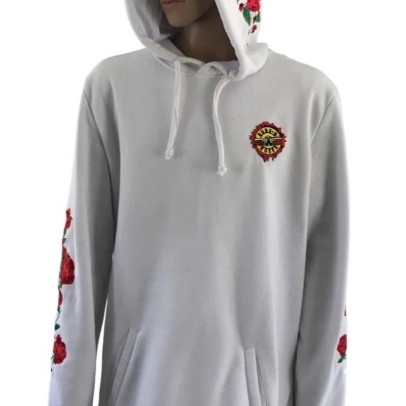 Guns and Roses Men’s Hoodie Custom Hoodie Upcycle Clothing Embroidered - Picture 9 of 9